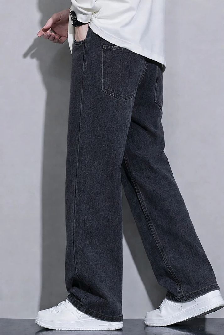 SYNZO Men Relaxed Fit High Rise Dark Grey Jeans - Image 8