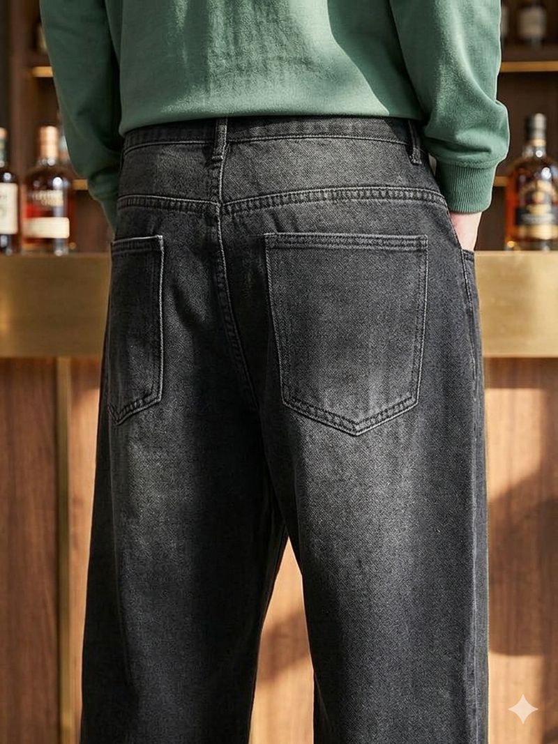 HIGH DENIM Men Black Mid Rise Straight Fit Jeans - Image 4