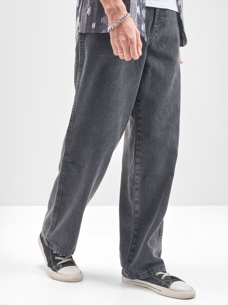 HIGHLANDER Men Loose Fit Mid Rise Dark Grey Jeans - Image 5