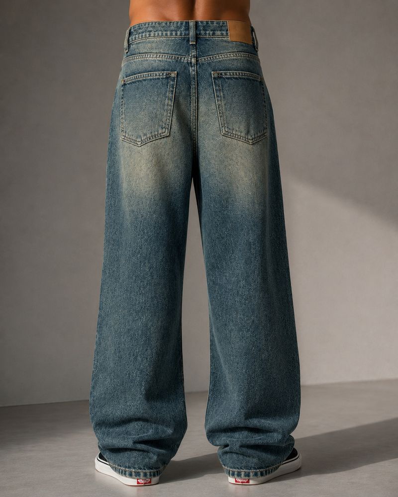 sanedi Men Baggy Fit High Rise Blue Jeans - Image 3