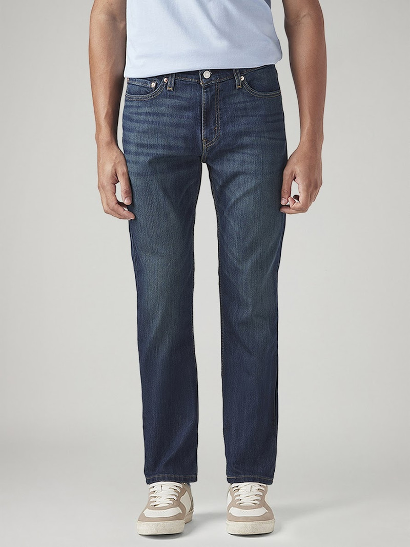 Men Slim Mid Rise Dark Blue Jeans