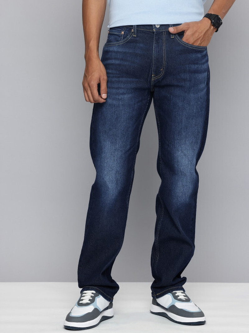 LEVI'S 505 Men Straight Fit Mid Rise Dark Blue Jeans