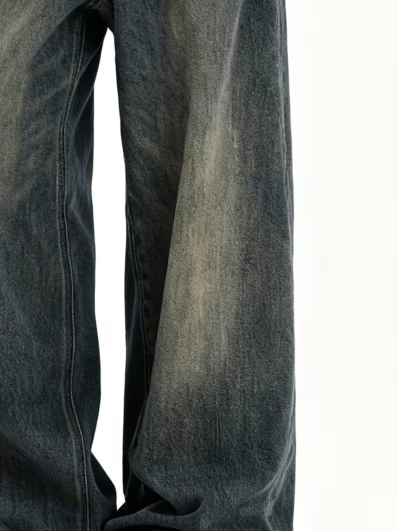 sky collection Men Loose Fit Mid Rise Dark Grey Jeans - Image 6