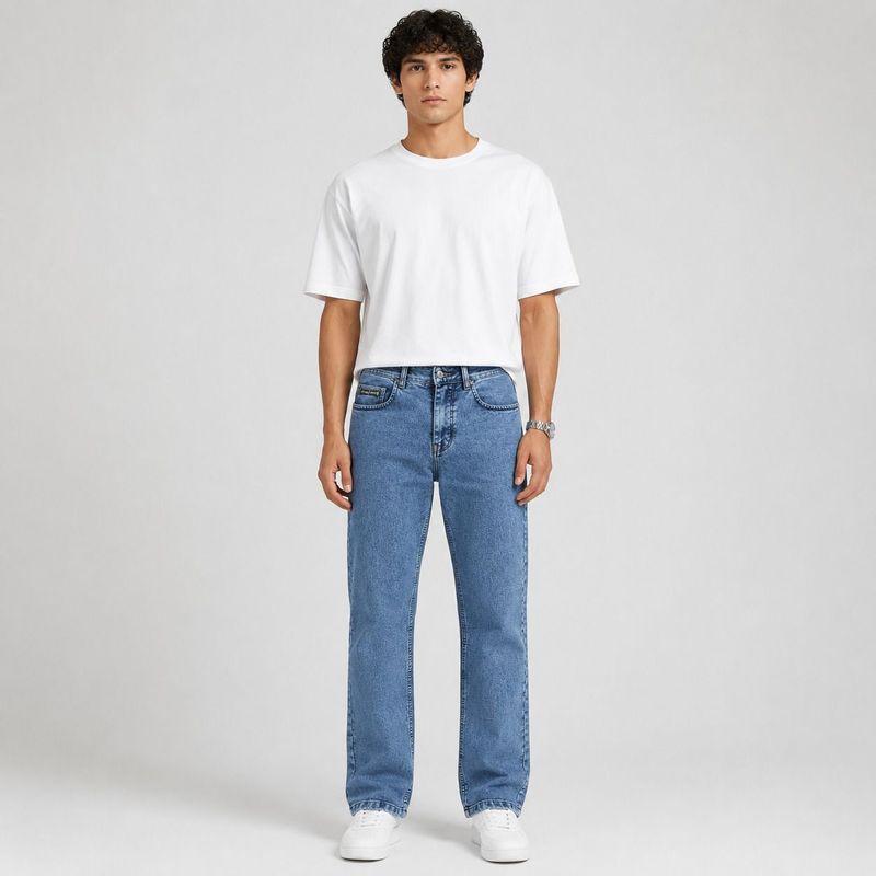 DOWNY Men Straight Fit Mid Rise Blue Jeans - Image 4