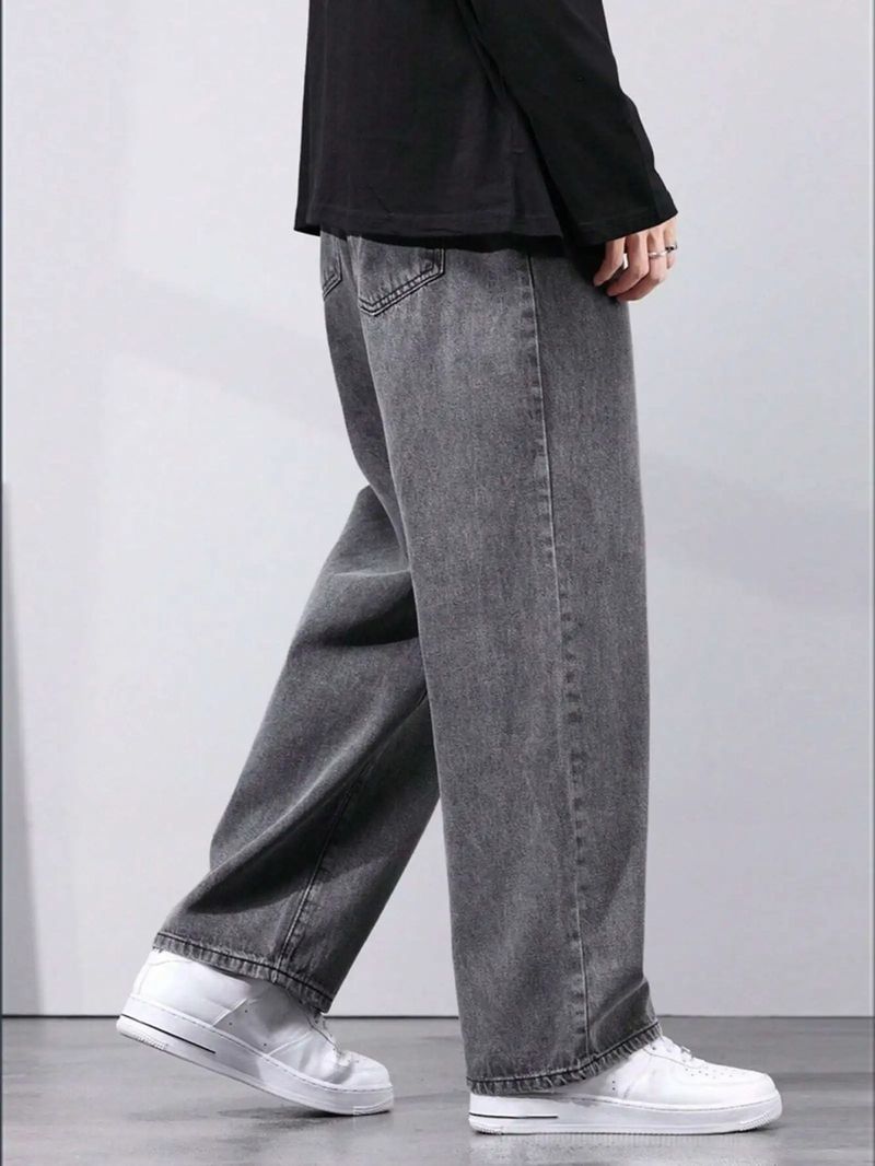 Denim Hawk Men Loose Fit Mid Rise Grey Jeans - Image 2