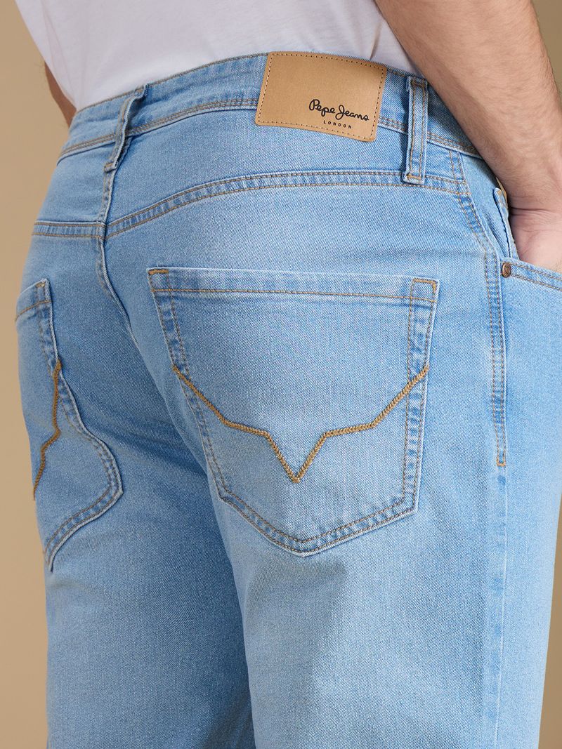 Pepe Jeans Men Straight Fit Mid Rise Light Blue Jeans - Image 4