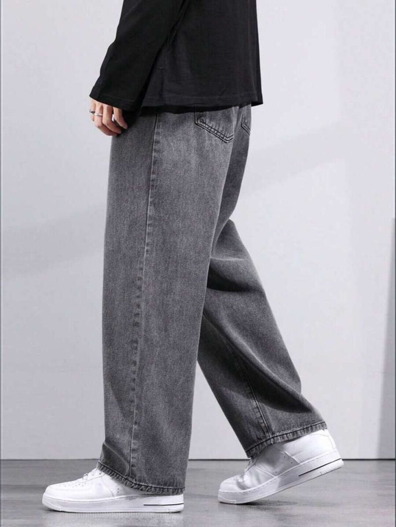 LOOKONCE Men Straight Fit Mid Rise Grey Jeans - Image 5