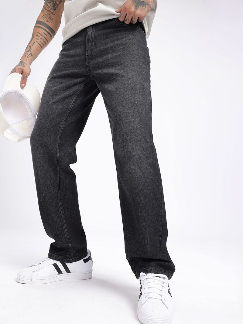 Glitchez Men Straight Fit Mid Rise Black Jeans - Image 3