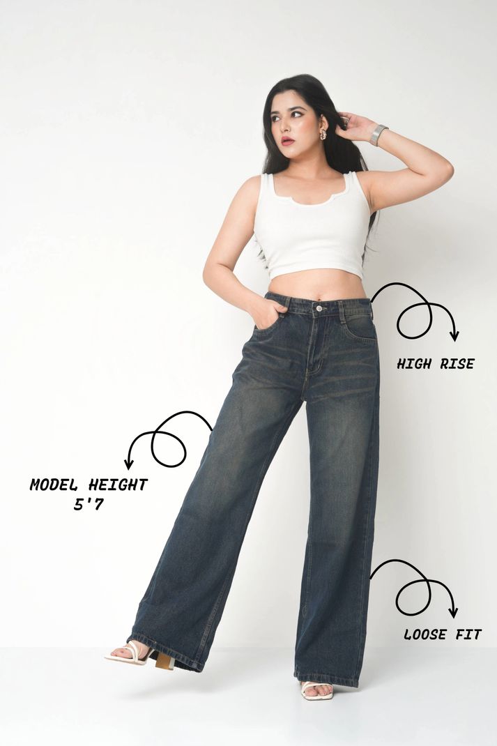 Defrost Jeans Women Loose Fit High Rise Blue - Image 6