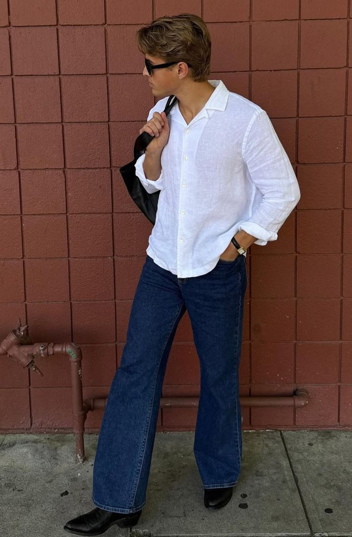 levorce loose fit men dark blue jeans