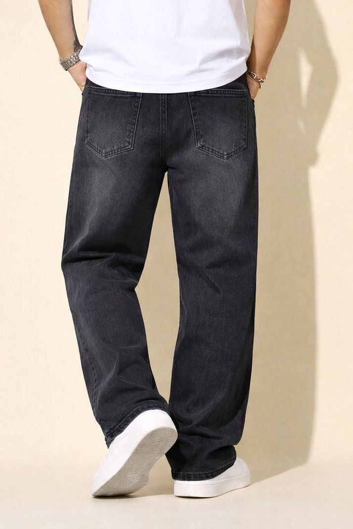 BASIC LINE Men Straight Fit Mid Rise Grey Jeans - Image 3