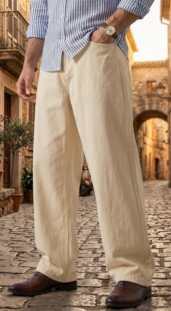 DASHING FIT Men Loose Fit Mid Rise Beige Jeans - Image 2