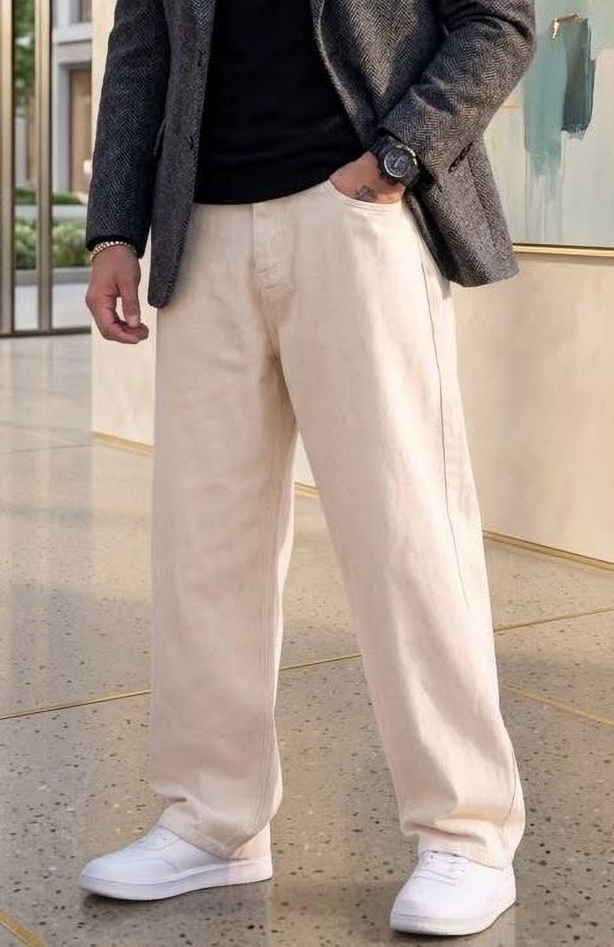 DASHING FIT Men Beige Mid Rise Loose Fit Jeans - Image 4