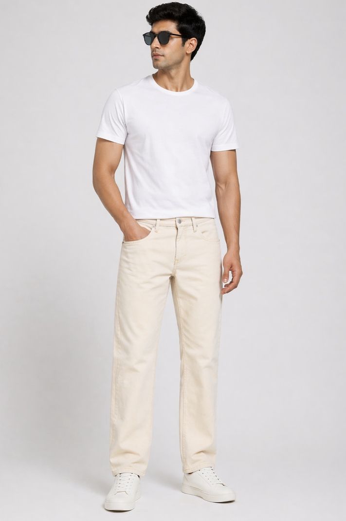 RileyRush Men Loose Fit Low Rise Beige Jeans - Image 4