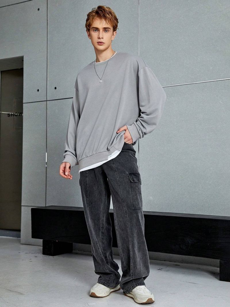 KOTTY Men Loose Fit Low Rise Dark Grey Jeans - Image 5
