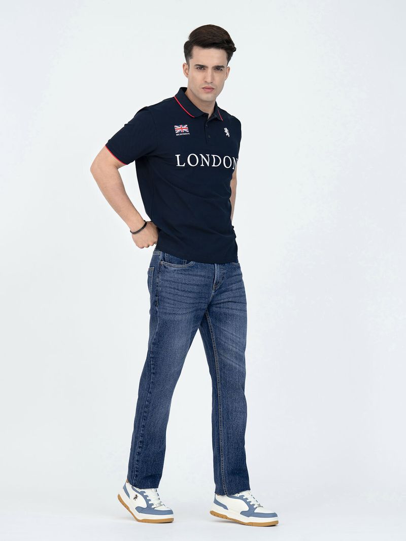 Men Straight Fit Mid Rise Blue Jeans - Image 6