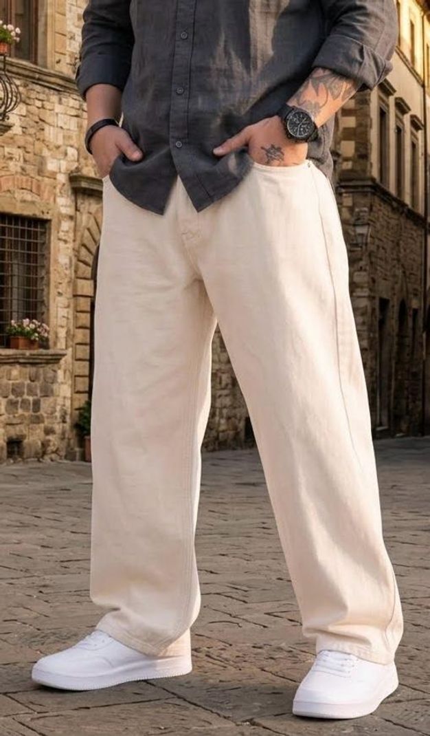 DASHING FIT Men Beige Mid Rise Loose Fit Jeans - Image 2