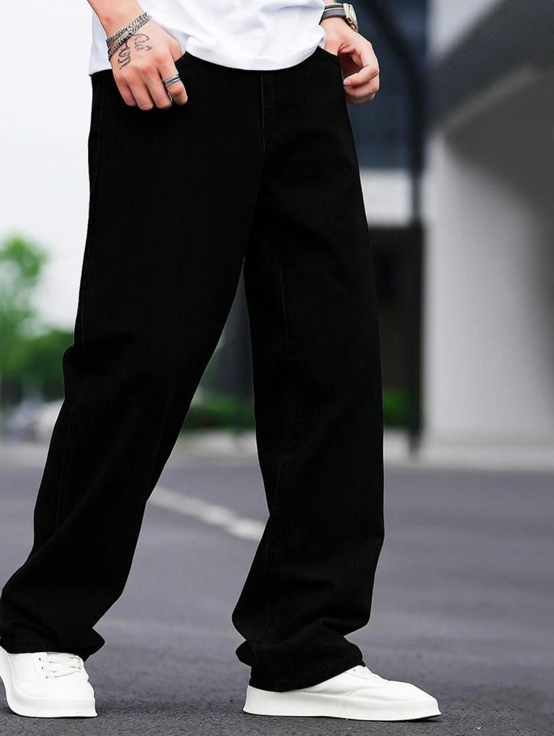 Denim Asia Men Loose Fit Mid Rise Black Jeans - Image 3
