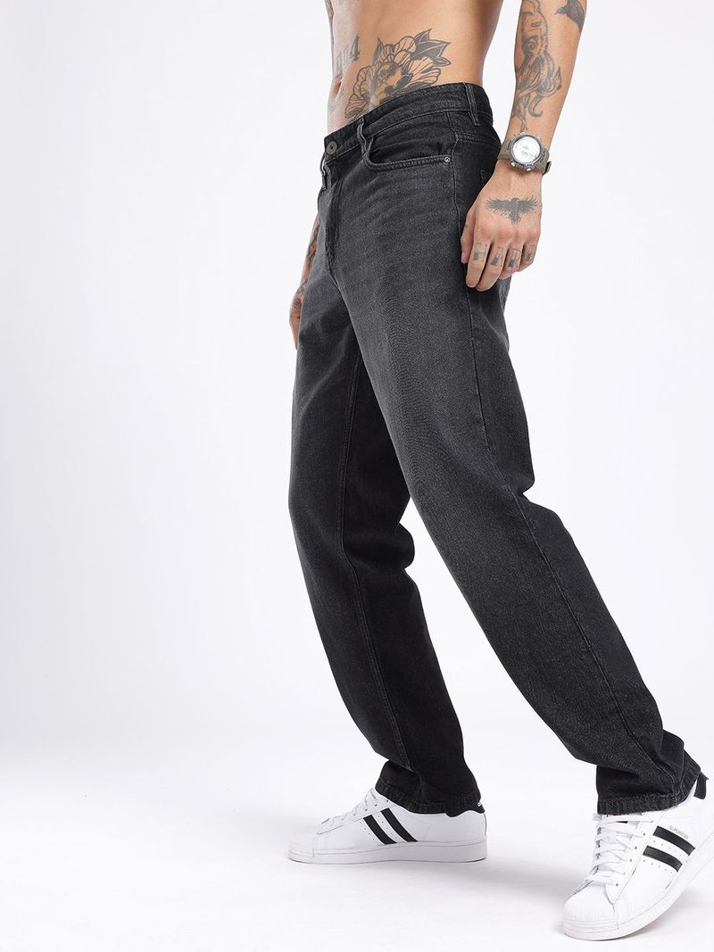 Glitchez Men Straight Fit Mid Rise Black Jeans - Image 4