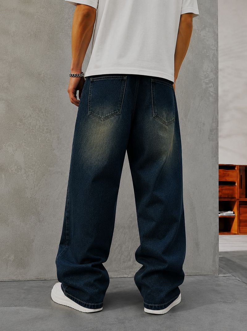 DENIM LOOK Men Loose Fit Mid Rise Dark Blue Jeans - Image 4
