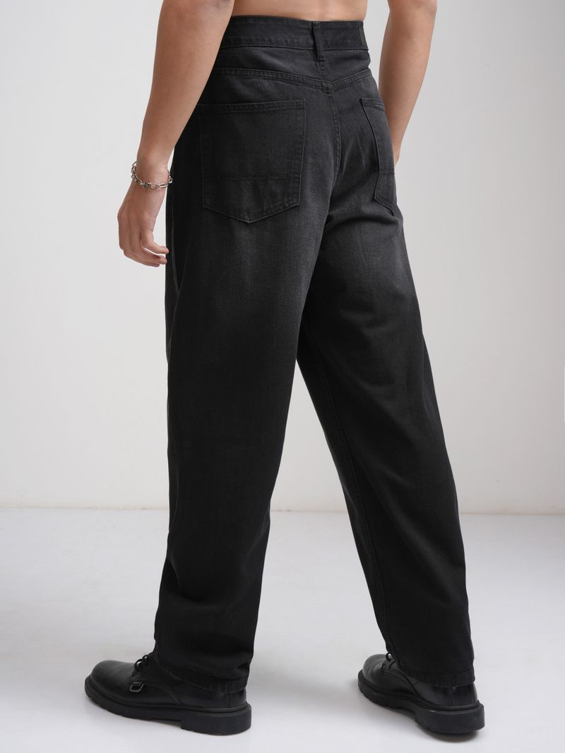 HIGHLANDER Men Loose Fit Mid Rise Black Jeans - Image 4