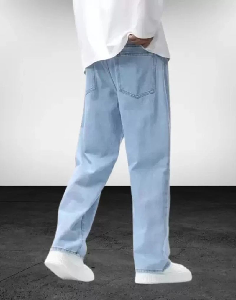 LOOKONCE Men Loose Fit Mid Rise Light Blue Jeans - Image 5