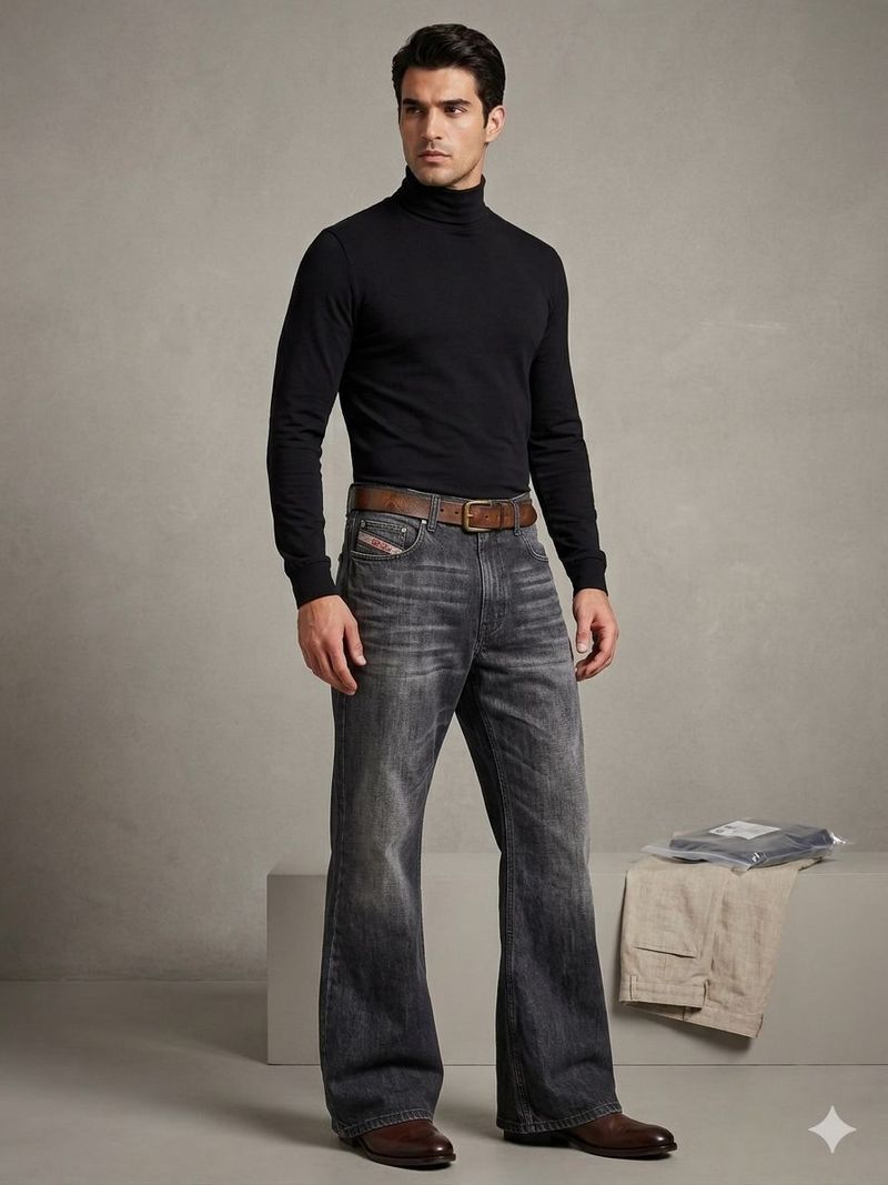APJ GARMENTS Men Flared Low Rise Grey Jeans - Image 2