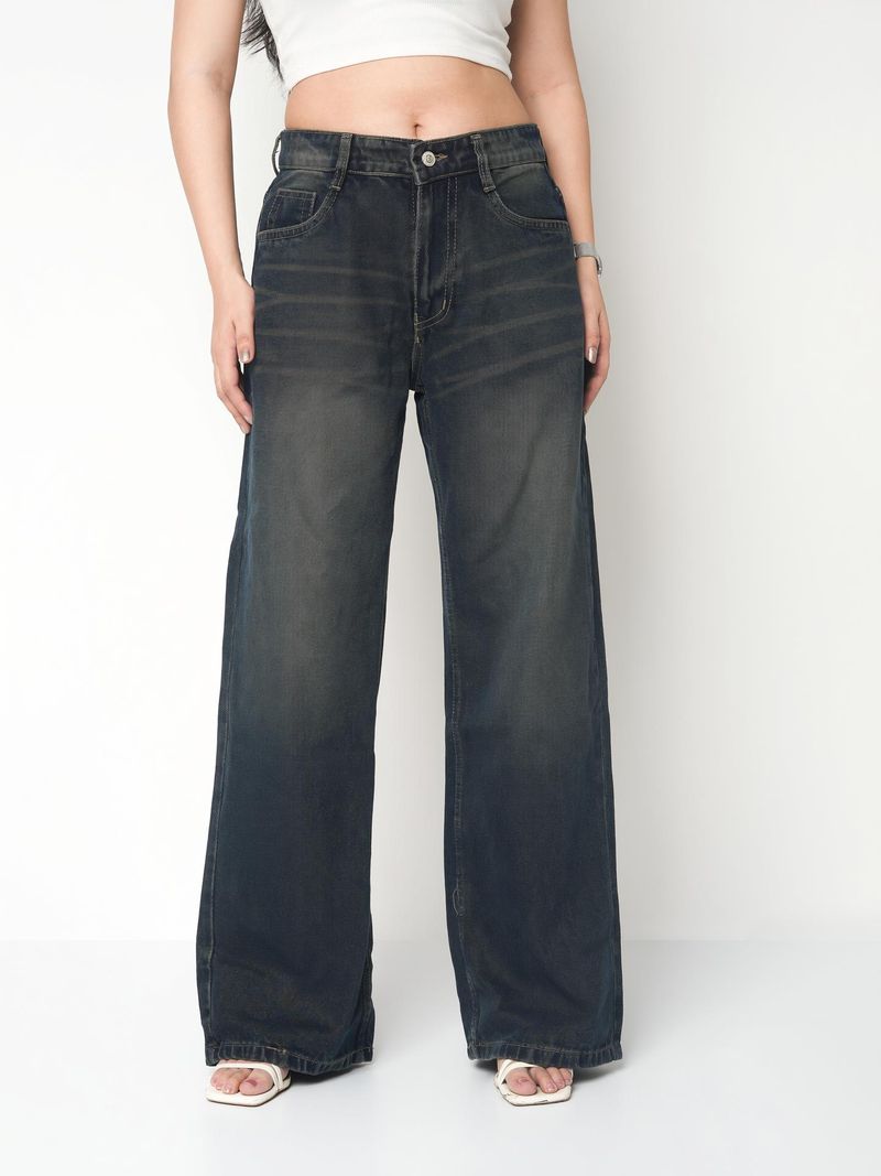 Defrost Jeans Women Loose Fit High Rise Blue - Image 2