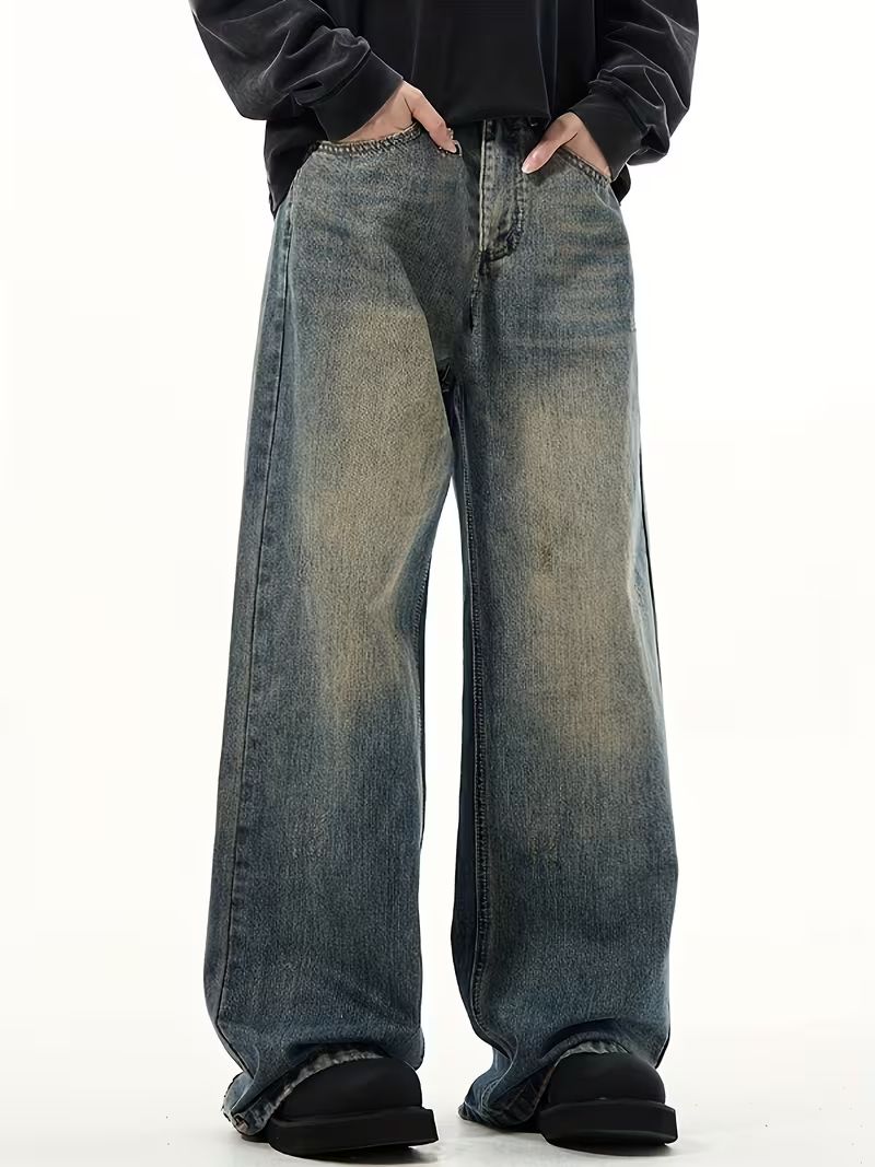 SHRIVAN Men Wide Leg High Rise Green Jeans - Image 7
