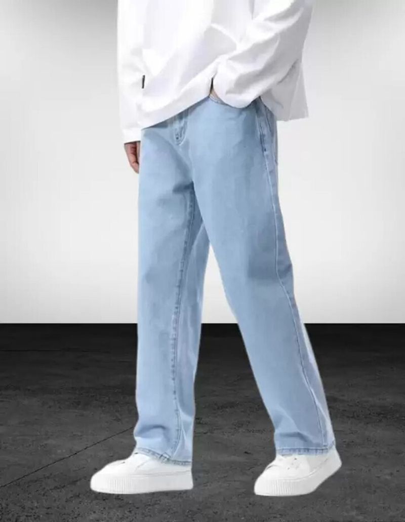 LOOKONCE Men Loose Fit Mid Rise Light Blue Jeans - Image 6