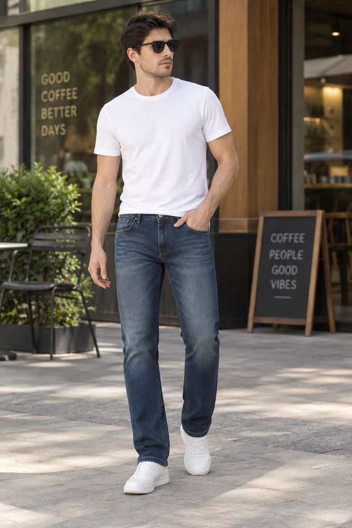 NUMERO UNO Men Slim Mid Rise Blue Jeans - Image 6