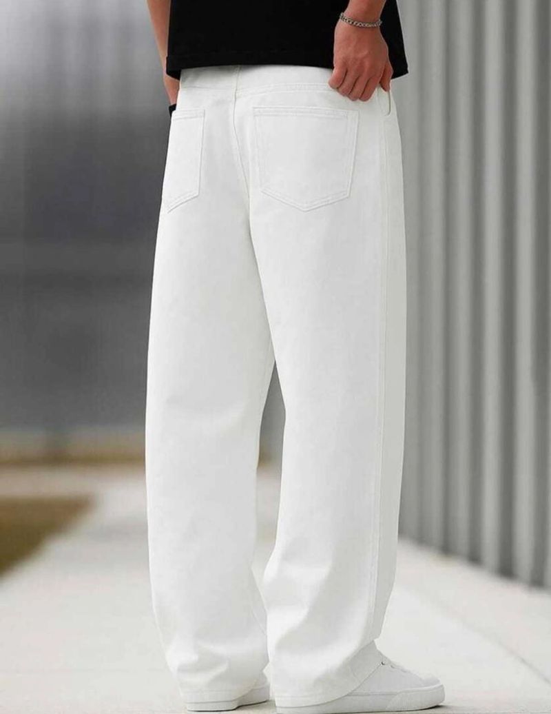 Denim Asia Men Loose Fit Mid Rise White Jeans - Image 4