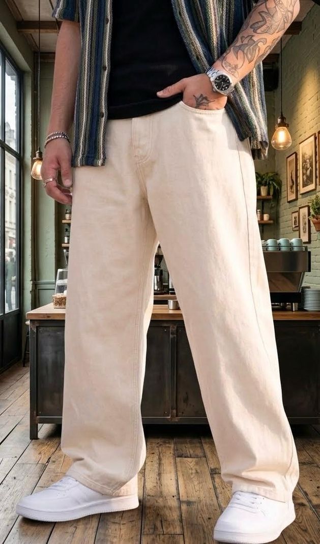DASHING FIT Men Beige Mid Rise Loose Fit Jeans - Image 5
