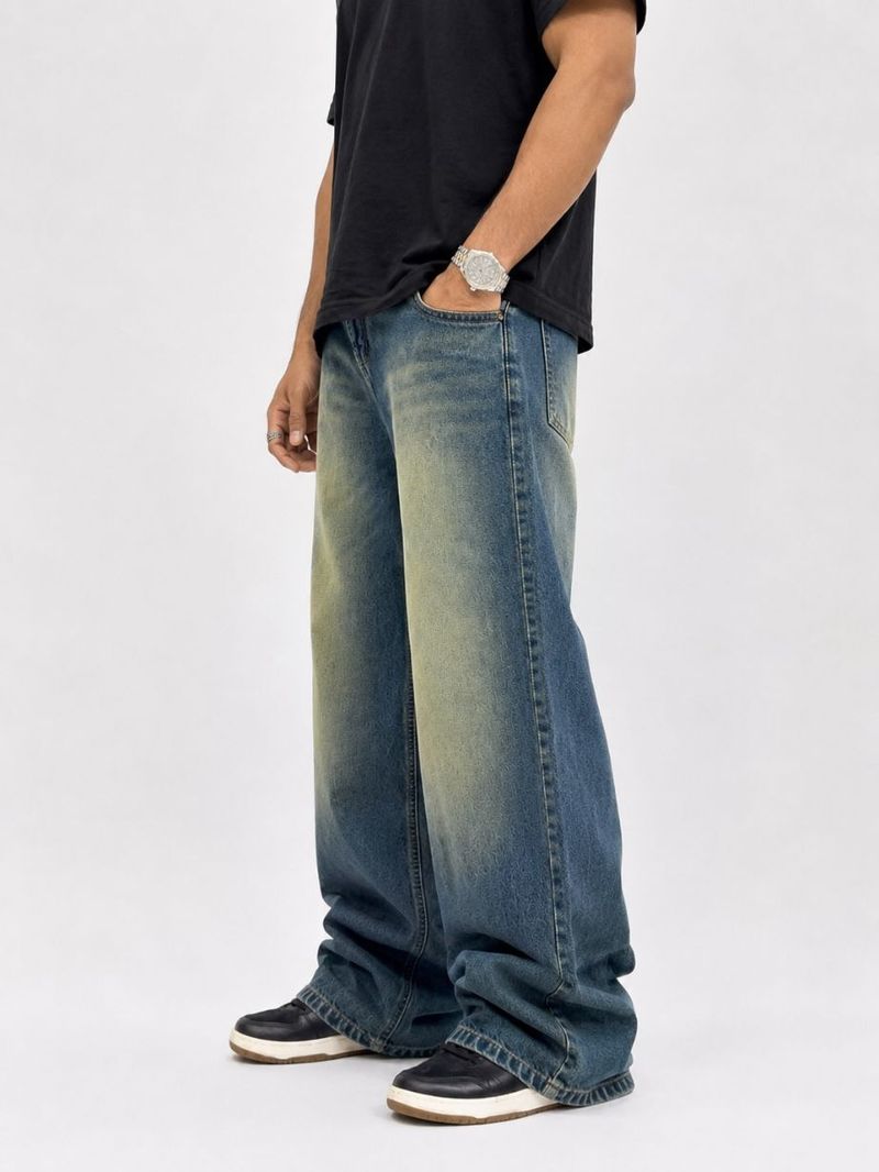 M Q Men Baggy Fit Mid Rise Green Jeans - Image 5