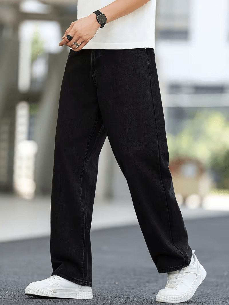 BOLD & BARE Men Straight Fit Mid Rise Black Jeans