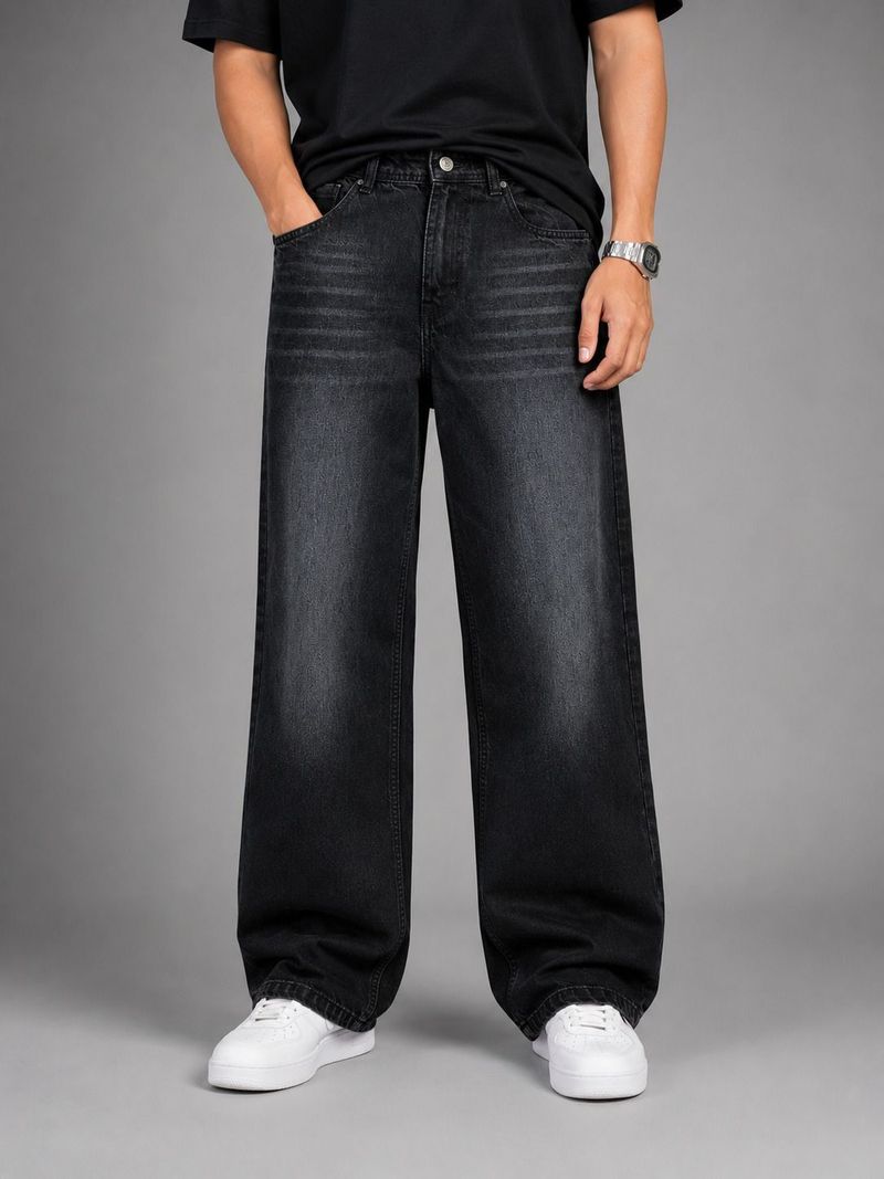 AJJ Men Black Mid Rise Straight Fit Jeans - Image 2