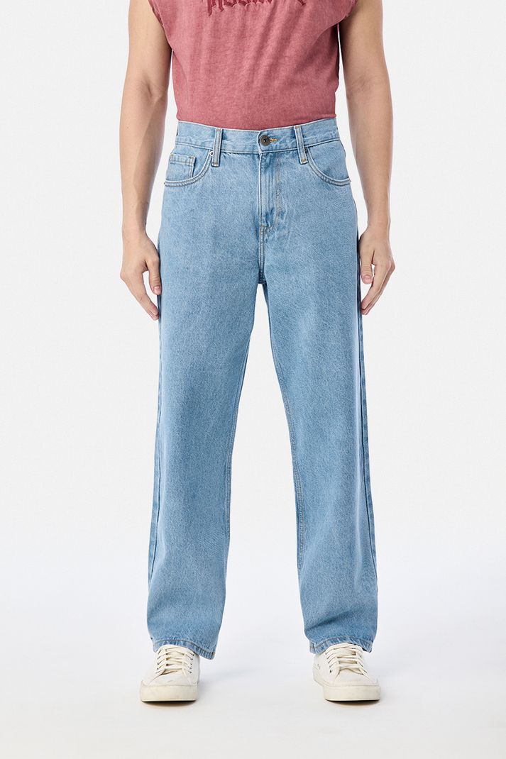 Snitch Men Baggy Fit Mid Rise Blue Jeans - Image 4