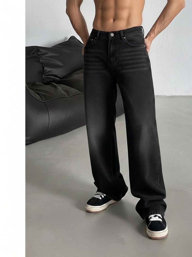 MISTERFREEDOM Men Black Mid Rise Straight Fit Jeans - Image 2