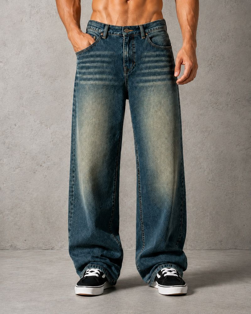 sanedi Men Baggy Fit High Rise Blue Jeans - Image 2