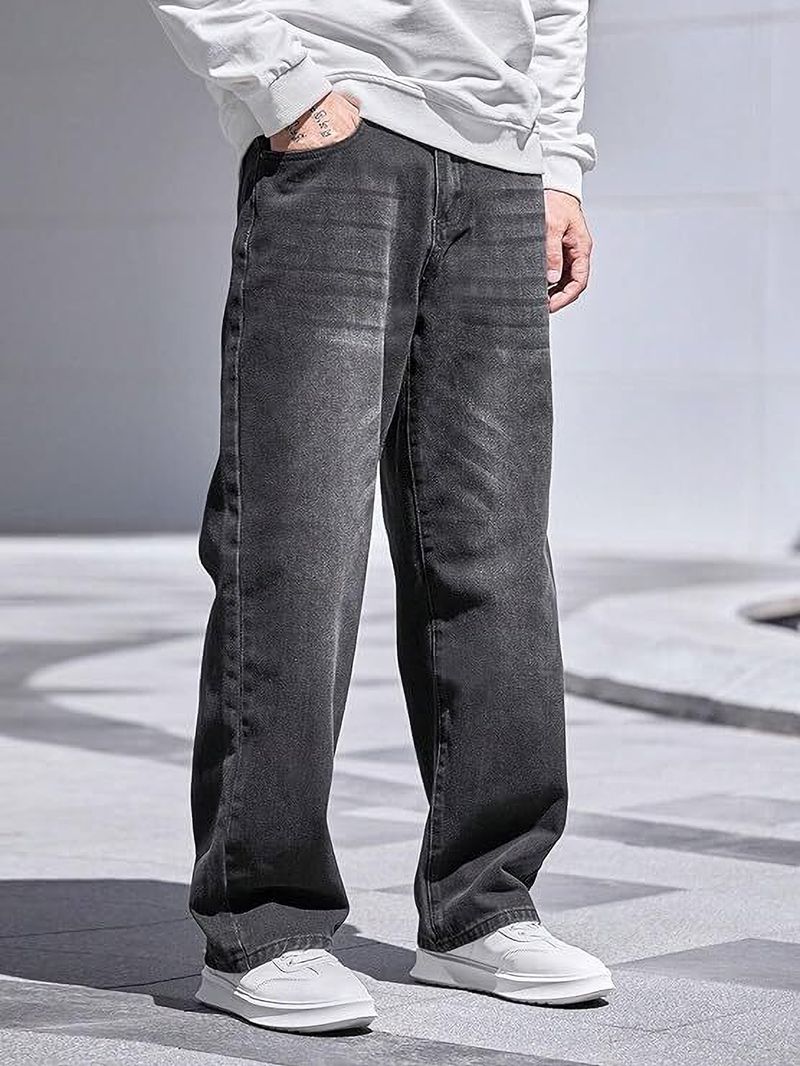 BREXX Men Baggy Fit Mid Rise Grey Jeans - Image 6