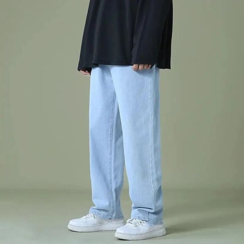 WAZWEAR पुरुषों के लिए स्ट्रेट फिट हल्का नीला जीन्स - Image 6