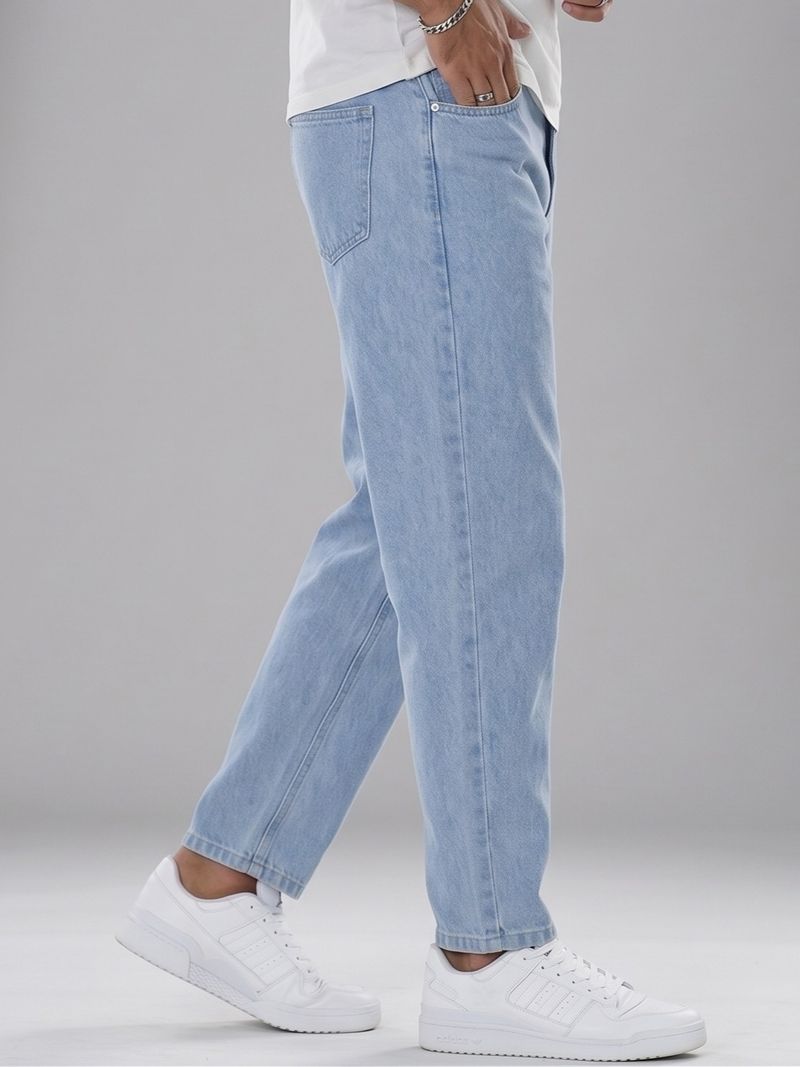 gntrends Men Mom Fit Mid Rise Light Blue Jeans - Image 4