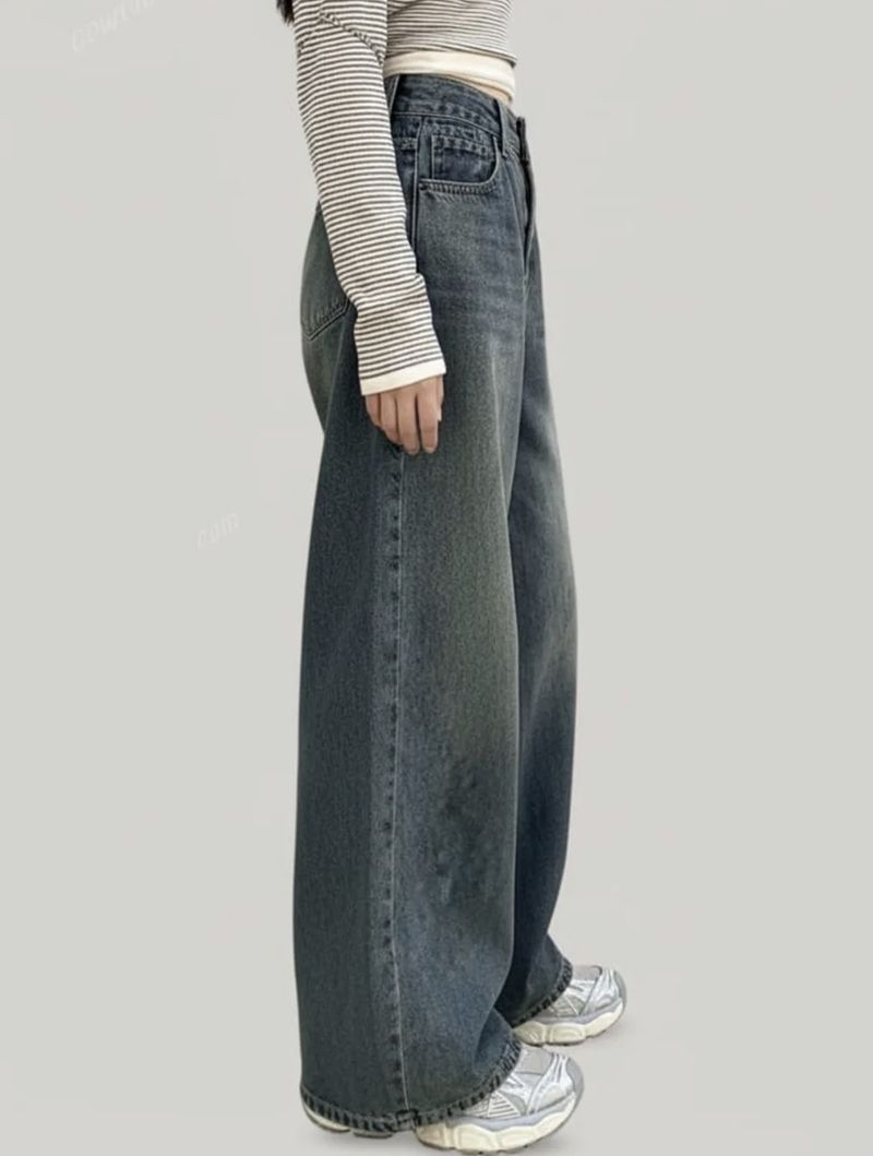 H&H Women Wide Leg High Rise Blue Jeans - Image 3