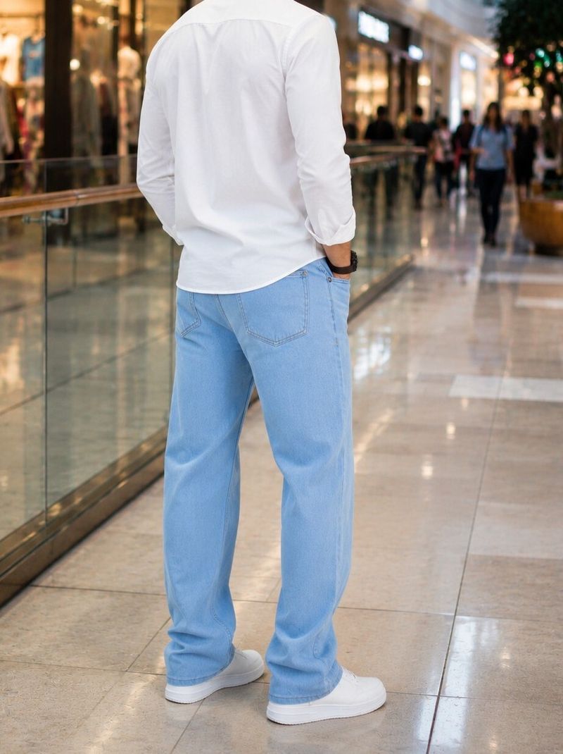 DENIM LOOK Men Loose Fit Mid Rise Light Blue Jeans - Image 4