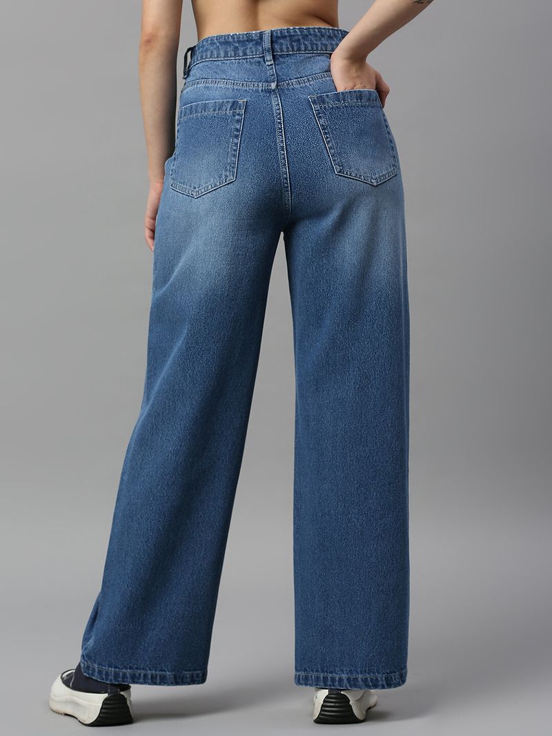 TARAMA Women Flared High Rise Blue Jeans - Image 6