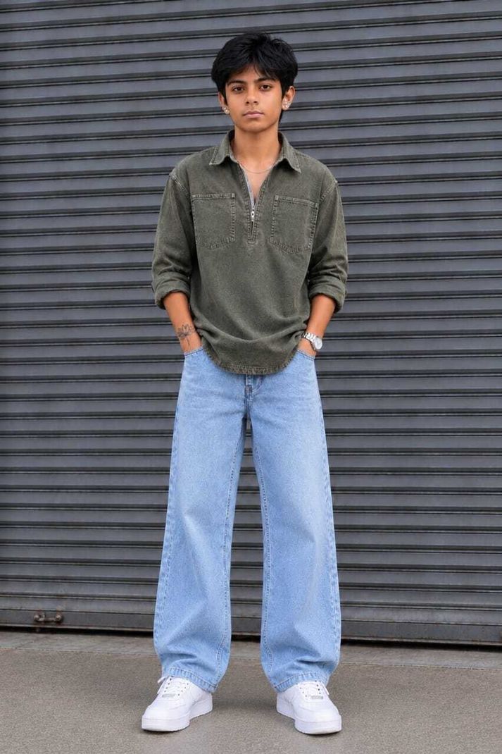 JMDi Boys Loose Fit High Rise Light Blue Jeans - Image 5