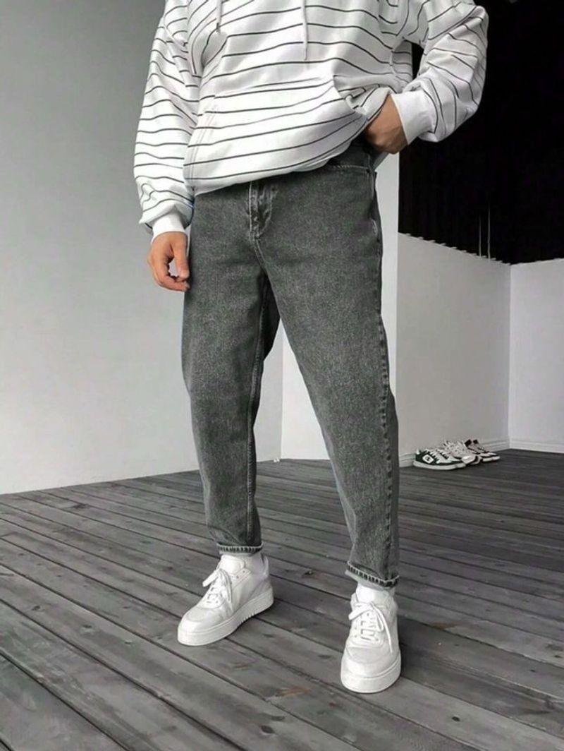 Haadiya store Men Slim High Rise Grey Jeans - Image 2