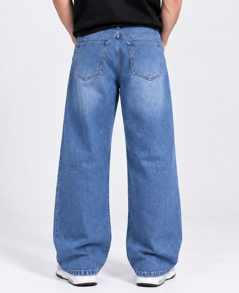 COSMIC Men Wide Leg Mid Rise Blue Jeans - Image 5