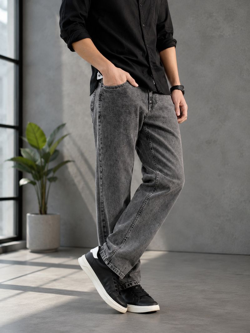 WAZWEAR Men Straight Fit Mid Rise Grey Jeans - Image 2