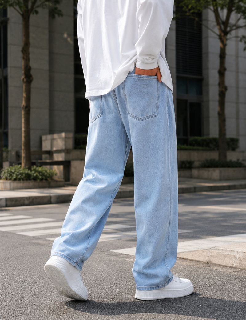 WAZWEAR Men Straight Fit Mid Rise Light Blue Jeans - Image 4